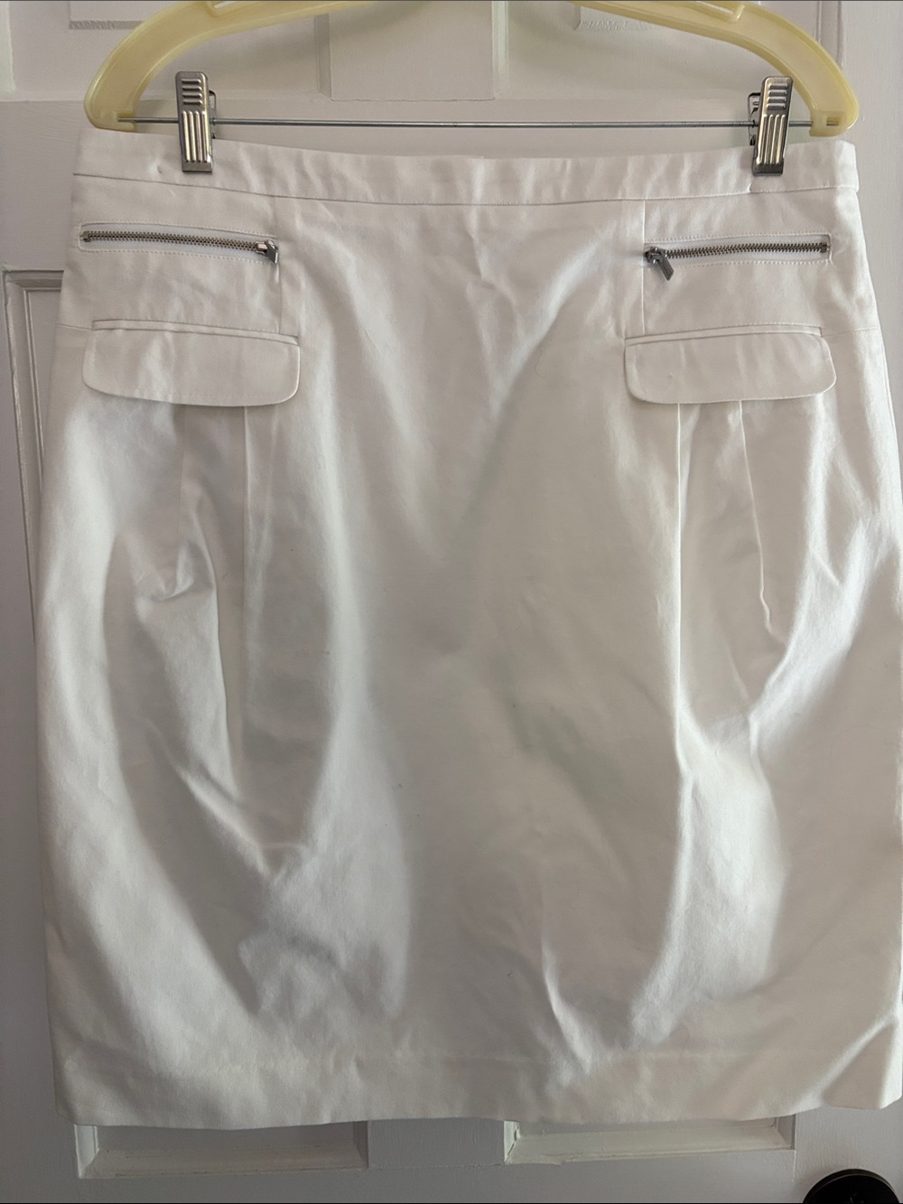 Calvin Klein White A-Line Skirt with Zip Pocket Detail 12